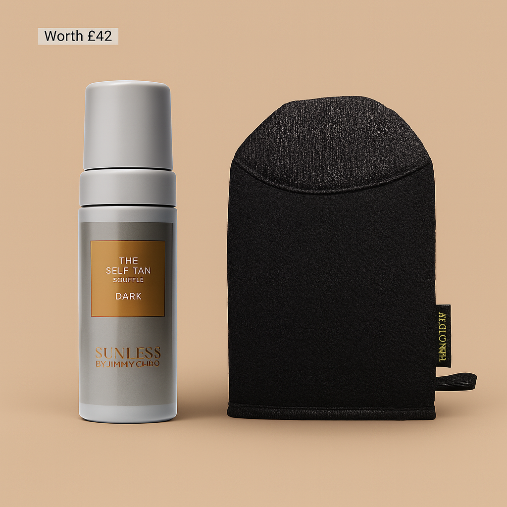 Ultimate Glow bundle- Tinted tan souffle (dark) + Buff & Glow mitt